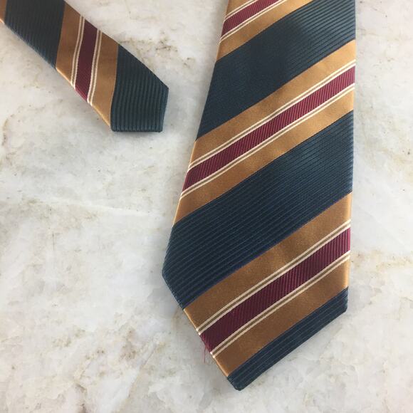 HENRY JACOBSON SILK BLEND REGIMENT STRIPE NECKTIE - Picture 6 of 15